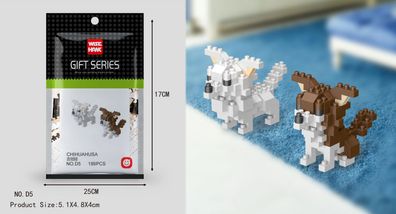 Chihuahua Hunde Figuren Bausteine Modell LNO Micro-Bricks