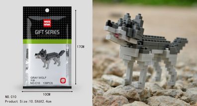 Wolf Figur Bausteine Modell LNO Micro-Bricks