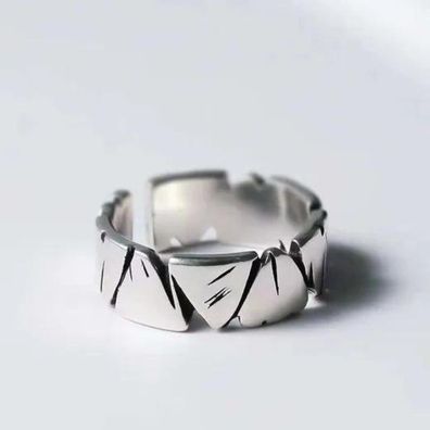 Herren Damen Ring Silber offener Ring Retro Dreieck Männer Ring elegant