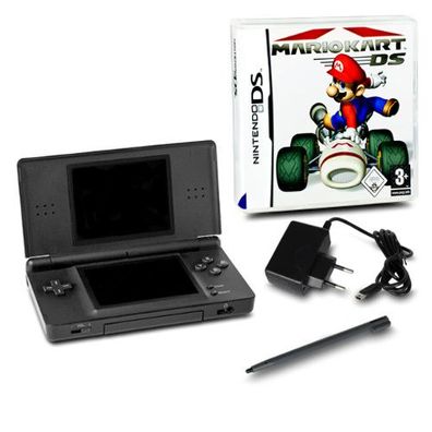 Nintendo DS Lite Handheld Konsole schwarz #70A + Ladekabel + Spiel Mario Kart DS ...