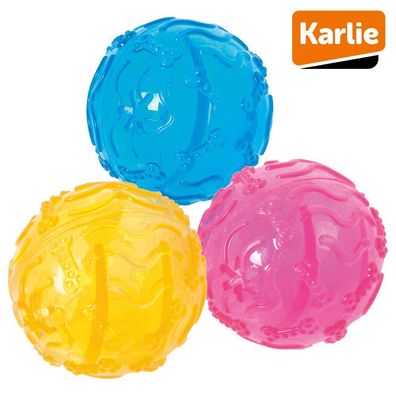 Karlie Labyrinth Snackball 8 cm - blau gelb rosa TPR Gummi Futterball Leckerli
