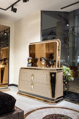 Schlafzimmermöbel Modern Luxus Kommode mit Spiegel Design Einrichtung