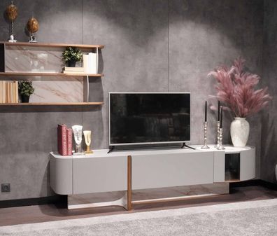Wohnzimmer Set Luxus Wohnwand TV-Ständer Sideboard Neu Wandregal