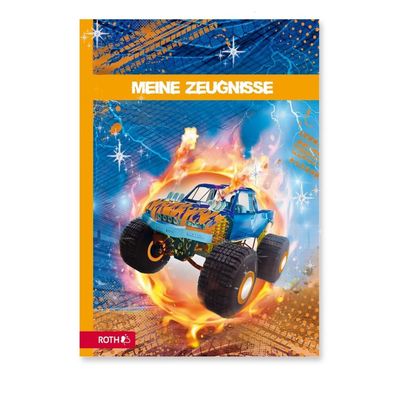 Roth Zeugnismappe Monstertruck A4, wattiertes Cover, Folie