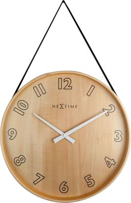 NeXtime 3234ZW Dsigner Holz Wanduhr, schwarzes Dekoband zum Aufhängen der Uhr