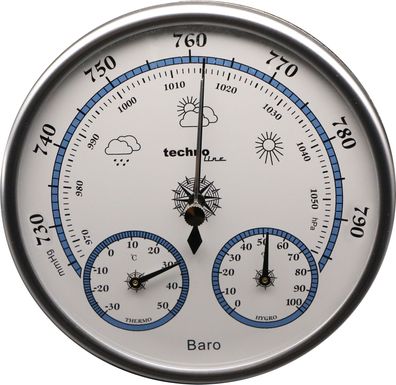Technoline WA 3090 - rundes Barometer mit Thermo-Hygrometer im Vintage-Design