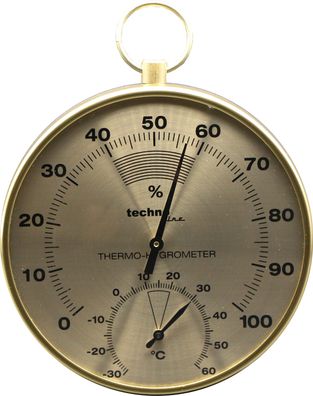 Technoline WA 3055 - edles, analoges Thermo-Hygrometer im Messing Design