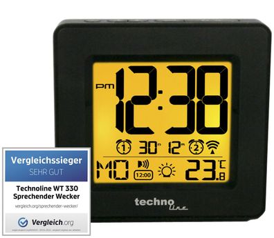 Technoline Sprechender Funkwecker WT 330 mit Ansage von Uhrzeit und Temperatur
