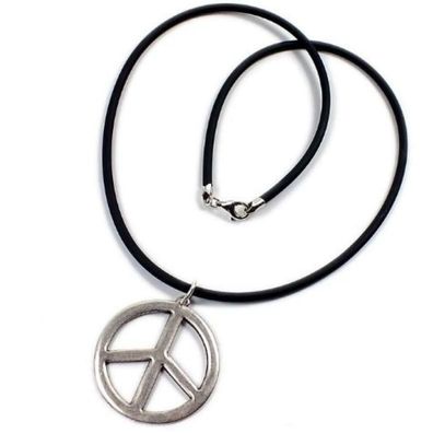 FLORAY PEACE Halskette + Anhänger SILBER HIPPIE KETTE Schmuck Frieden Zeichen