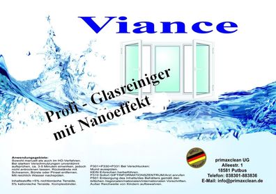20 Ltr Viance Glasreiniger Spiegelreiniger mit Nanoeffekt Ausgießer + Microtuch