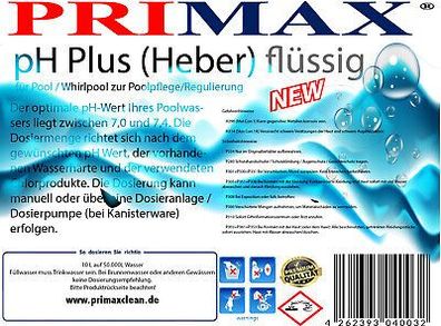 10 kg Schwimmbad Pool pH - Plus 10L Heber Neu PRIMAX&reg; Deutsche Herstellung