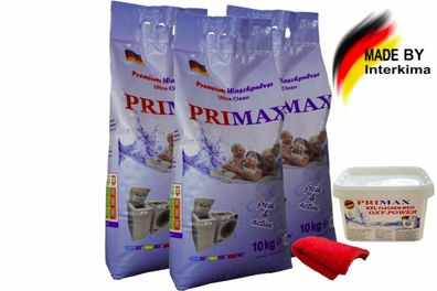 30kg PRIMAX&reg; Waschpulver + 500g Oxy Fleckenentferner + Microfasertuch