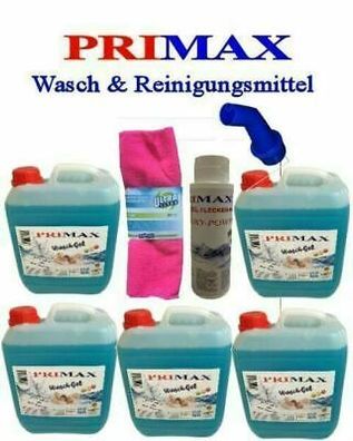 5x5L Flüssigwaschmittel Gel Blau wie Waschpulver Voll Waschmittel + A + T + Oxy