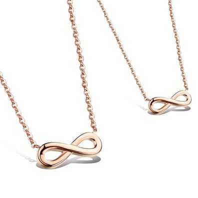2X Edelstahl Halskette Infinity Anhänger ROSE GOLD Unendlichkeit BEST Friends