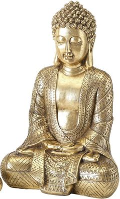 Boltze Buddha gold 39cm Figur Kunstharz Deko Deko-Figur Statue Innendekoration