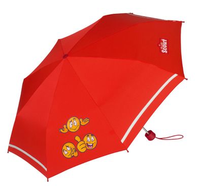 Scout Kinder-Taschenregenschirm mit Reflektorstreifen Emoji red