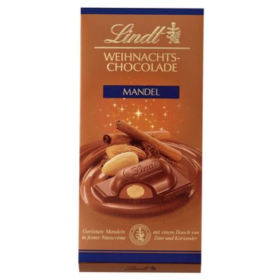 Lindt Weihnachts Chocolade Mandel geröstete Mandeln in Nuss Creme 100g