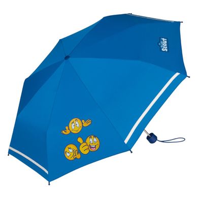 Scout Kinder-Taschenregenschirm mit Reflektorstreifen Emoji blue