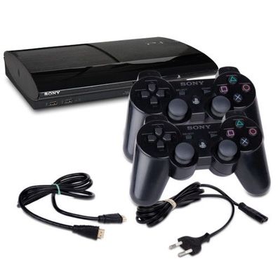 PS3 Konsole Super Slim 500 GB Modell Nr. Cech-4004C Schwarz + HDMI + Ladekabel + ...