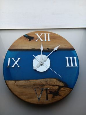 NEU edle handgefertigte Holz Epoxidharz Uhr Wanduhr für Büro Wohnzimmer Geschenk Haus