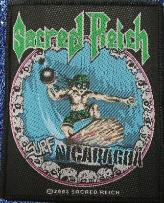 Sacred Reich Surf Nicaragua gewebter Aufnäher woven Patch NEU & Official!