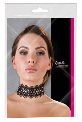 Cottelli Accessoires - Strass Halsband mit Perlen