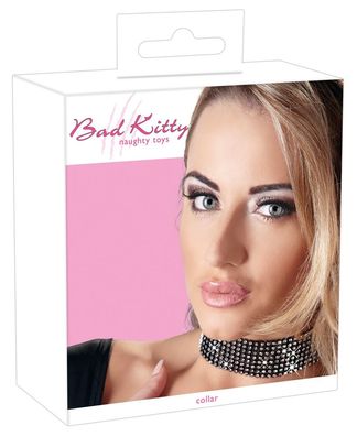 Bad Kitty Strass Halsband - Verstellbar & Funkelnd, aus Leder