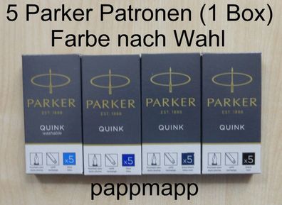 5 Parker Quink Tintenpatronen - Farbe nach Wahl- Füller Patronen Tinte