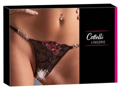 Cottelli Lingerie String Rose ouvert - Sexy bis ins Detail!