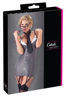 Cottelli Costumes - Enganliegendes Sekretärinnen-Kleid mit Strapsen und Krawatte