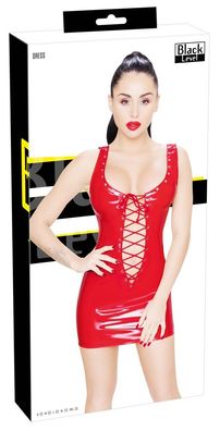 Black Level Lackkleid - Kurzes, rotes Kleid mit tiefem Ausschnitt und Schnürung