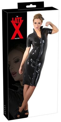 Late X Latexkleid Midi mit Stehkragen und 2-Wege-Reißverschluss