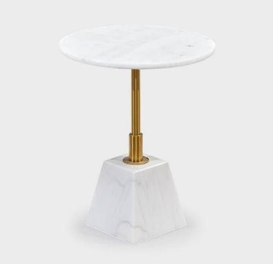 Gold-Weißer Beistelltisch Stilvolle Wohnzimmer Marmor Runde Tische