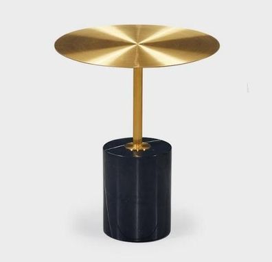 Runder Schwarz-Goldener Beistelltisch Designer Wohnzimmer Möbel Tische
