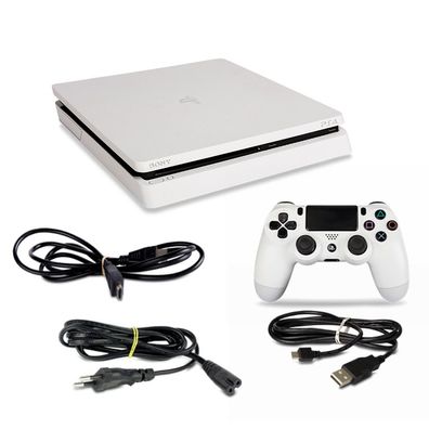 PS4 Konsole Slim - Modell Cuh-2016A 500 GB in Weiss #45 + Stromkabel + HDMI + ...