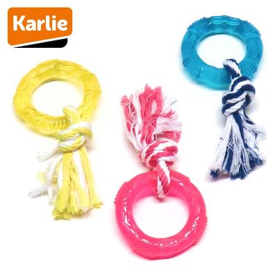 Karlie Ring mit Seil - Hundespiel Kauspielzeug Welpen-Zerrspiel - TPR Gummiring
