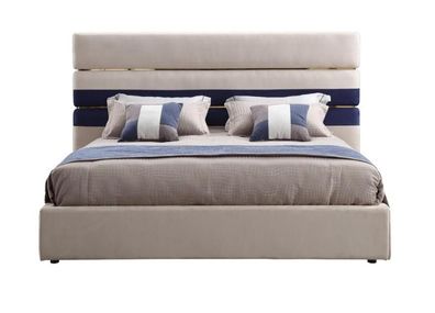 Modernes Doppelbett mit Holz rahmen stilvolles Bett new in beige