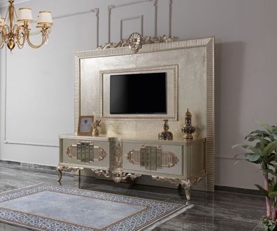 Lowboard TV Ständer Sideboard RTV Holz Gold Wohnzimmer Tisch Luxus