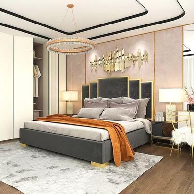 Bett 2x Nachttisch 3 tlg Schlafzimmerset Design Modern Luxus Nachttische