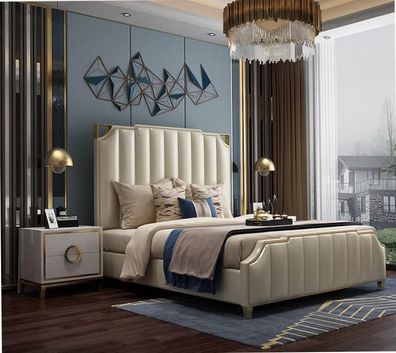 Bett 2x Nachttisch 3 tlg. Schlafzimmer Set Design Modern Luxus Möbel