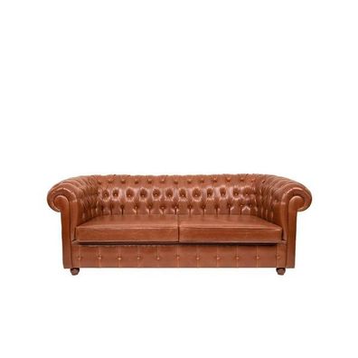 Luxus Brauner Chesterfield Dreisitzer Couch 3-Sitzer Modernes Sofa