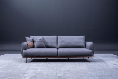 Graues Polstersofa Moderner Dreisitzer Wohnzimmer Textilsofa Luxus Neu