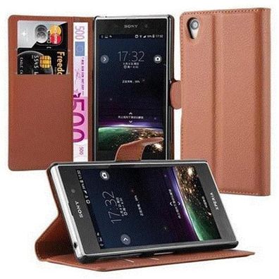 Cadorabo Hülle kompatibel mit Sony Xperia Z1 in SCHOKO BRAUN - Schutzhülle mit ...