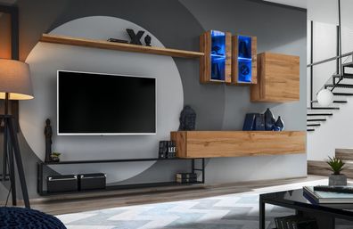 Wohnwand Braun Designer Sideboard TV-Ständer Einrichtung Luxus Komplette Neu