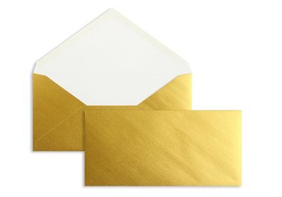 100 Briefumschläge Gold 110x220 mm (DIN Lang) mit Nassklebung