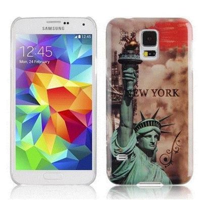 Cadorabo Hülle kompatibel mit Samsung Galaxy S5 / S5 NEO mit NEW YORK - Freiheitss...