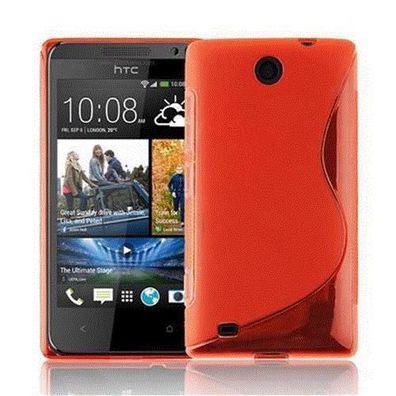 Cadorabo Hülle kompatibel mit HTC Desire 300 in Inferno ROT - Schutzhülle aus ...