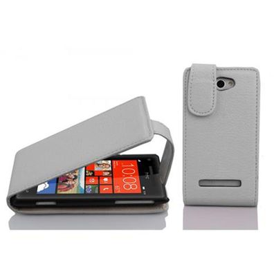 Cadorabo Hülle für HTC 8S in Magnesium WEIß Handyhülle im Flip Design aus struktur...