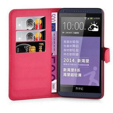 Cadorabo Hülle kompatibel mit HTC Desire 816 in KARMIN ROT - Schutzhülle mit Magne...