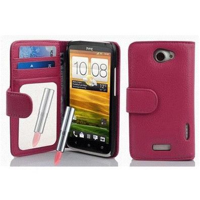 Cadorabo Hülle für HTC ONE X / ONE X+ - Hülle in DEEP PINK – Handyhülle mit Spiege...